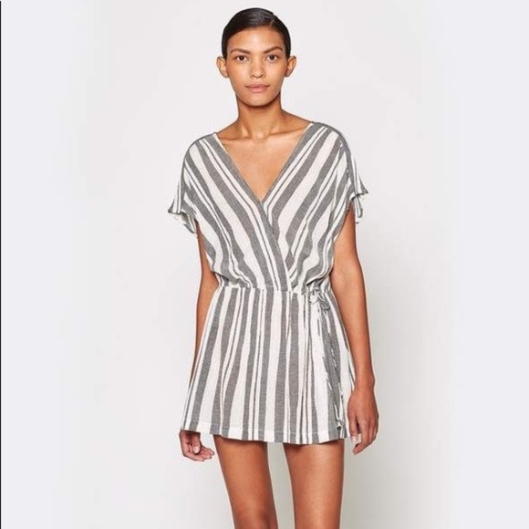 JOIE Grey + White Striped MERCE Mini Dress S - Picture 1 of 8